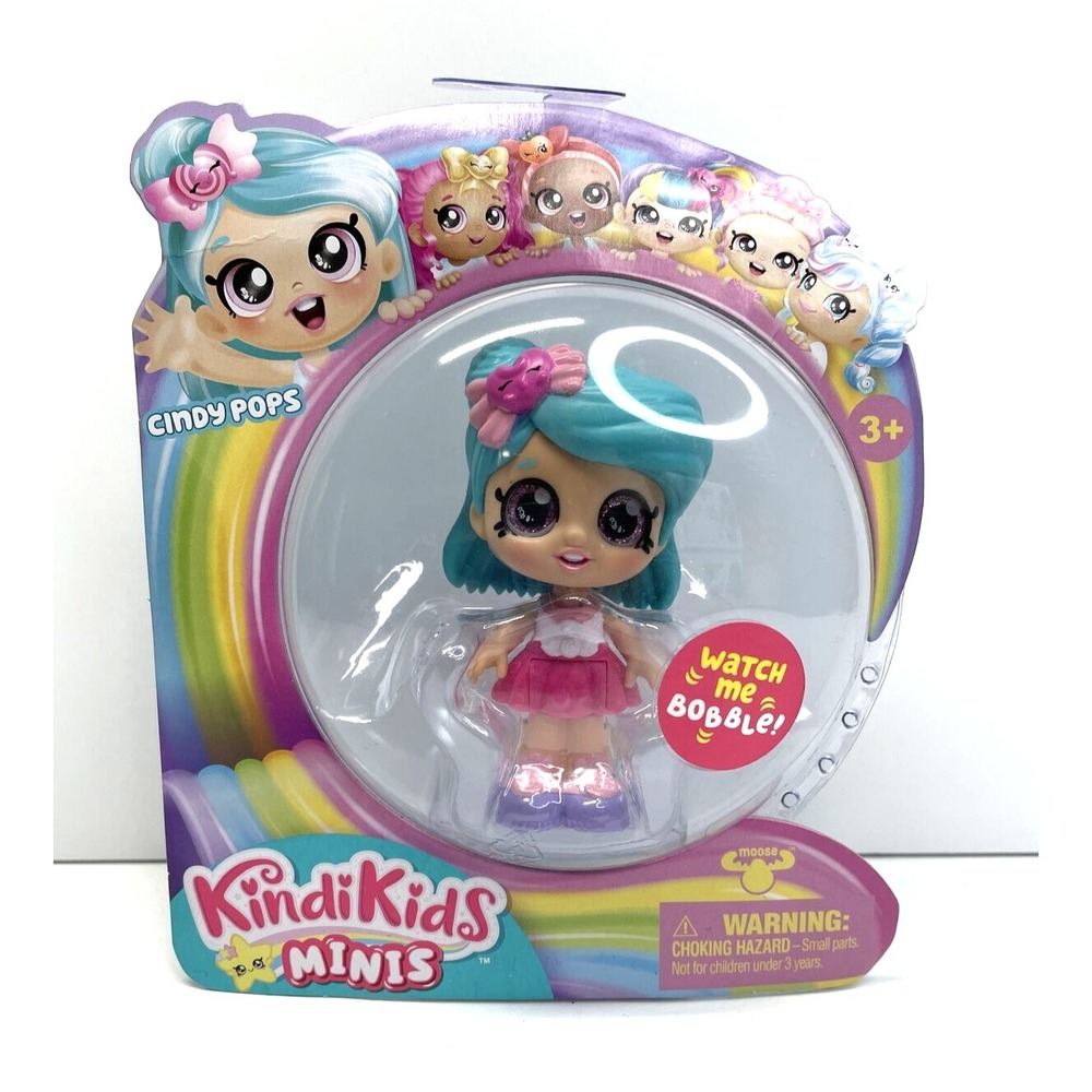 Moose Toys - Kindi Kids Minis - Cindy Pops 3" Bobble Head Doll W/ Glittery Eyes!